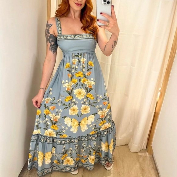 FARM Rio Dresses & Skirts - FARM Rio Butterfly on a Flower Long Dress Size M